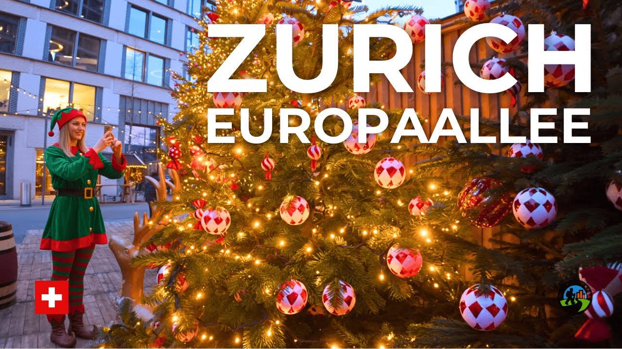 🇨🇭 Zurich Walk 4K – Sunset at the Most Beautiful Christmas Alley