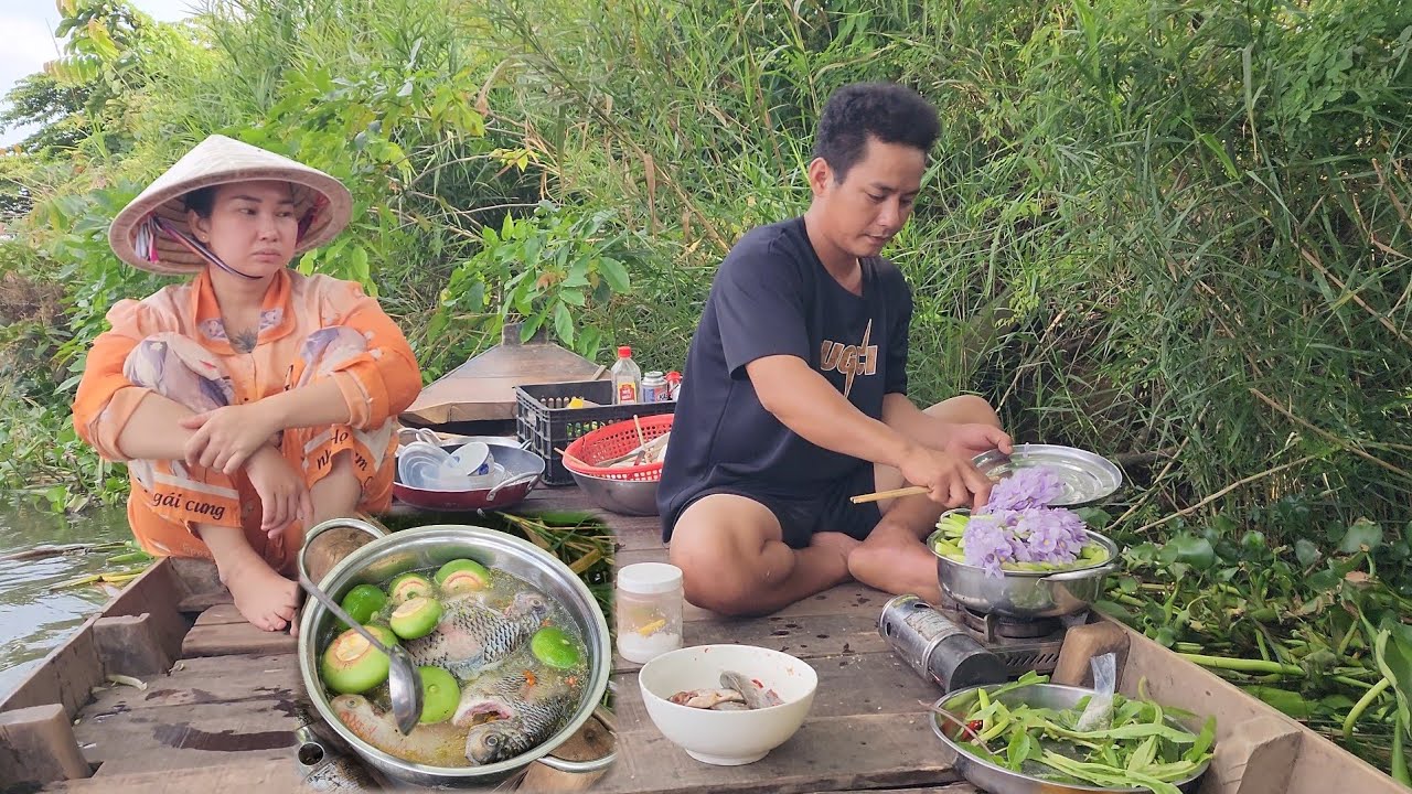TRÁI BẦN NẤU CANH CHUA CÁ RÔ PHI BÔNG LỤC BÌNH Trên Sông Miền Tây | HLDT 989