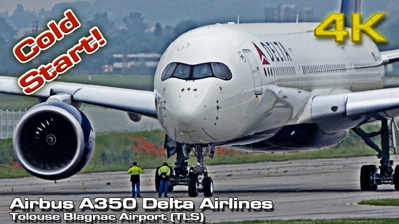Airbus A350 XWB Delta Airlines [4K ] Cold Start (Close View)