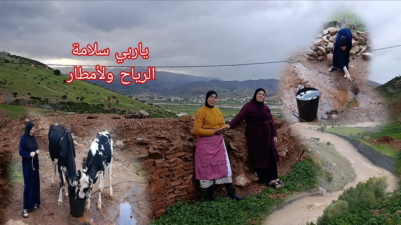 الشتاء الفيضانات وريااااح القوية تغير حياة القرى الشتاء القاسي 