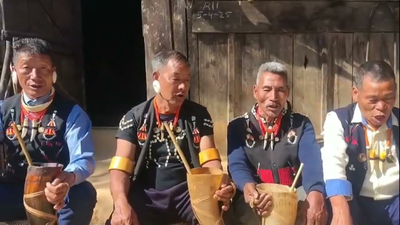Elders of chingmei. Vill, chang naga community singing folk song. 