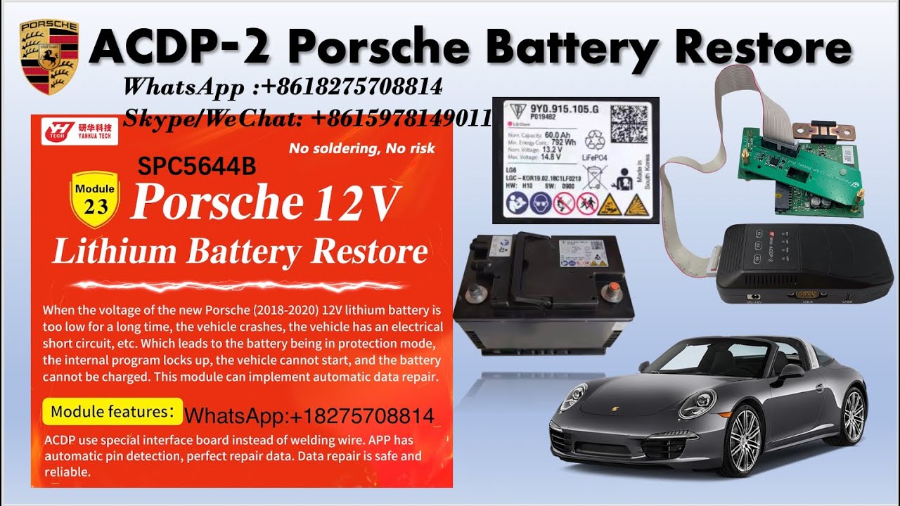 Restore 2018-2022 Porsche 12V Lithium Battery data automatically with Yanhua Mini ACDP
