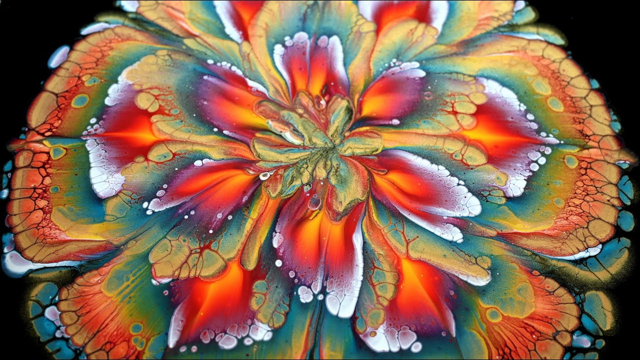 (629) My ALL TIME FAVORITE flower ~ Cup bottom reverse flower dip ~ Acrylic pour painting
