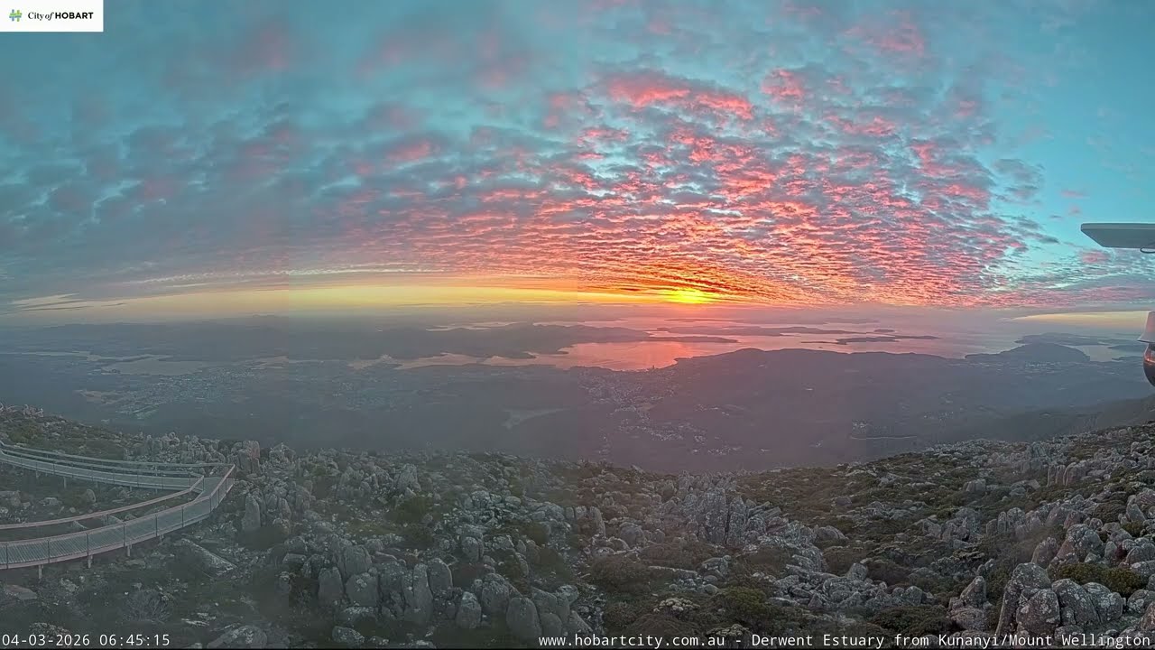 Hobart 🇦🇺 Mountain View Time Lapse 🌤️ (Kunanyi / Mount Wellington) - March 4 2026