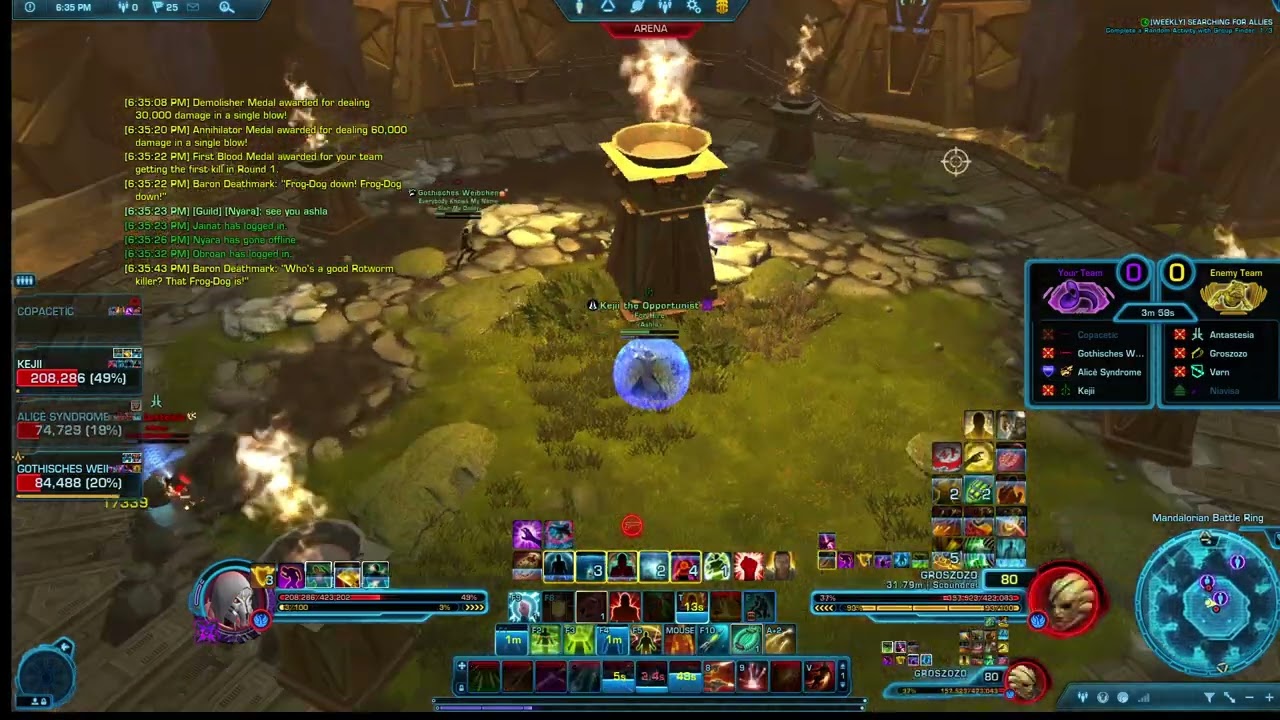 Swtor 7.8 PvP - Arsenal Mercenary - 4v4 Mandalorian Battle RIng