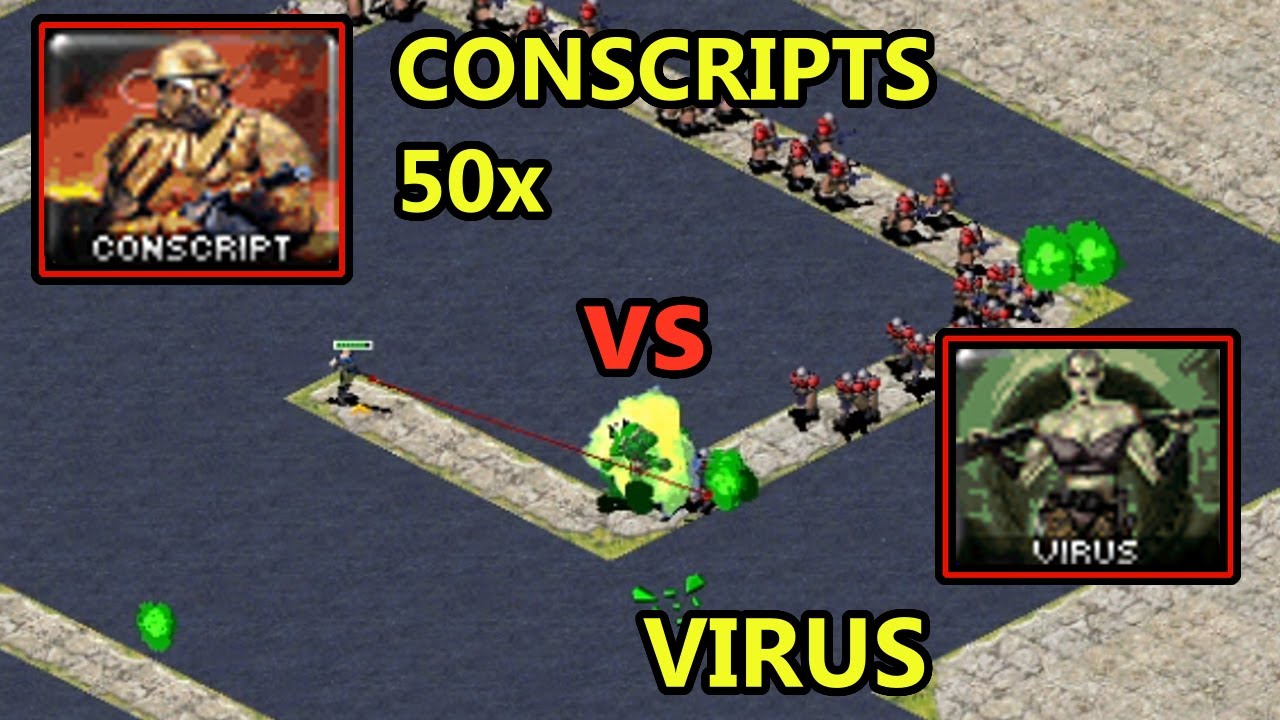 Virus TD vs 50 Conscripts - [Red Alert 2]