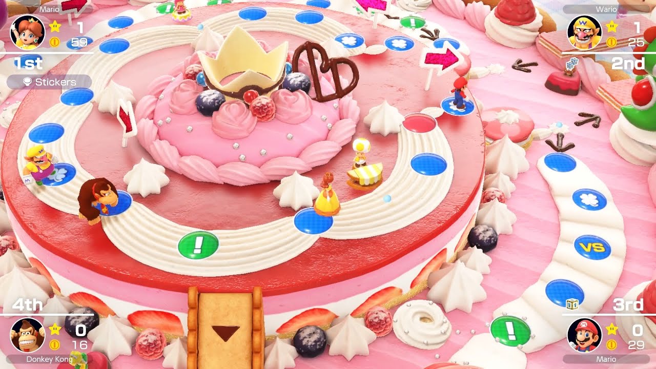 Mario Party Superstars #401 Peach's Birthday Cake Daisy vs Donkey Kong vs Wario vs Mario