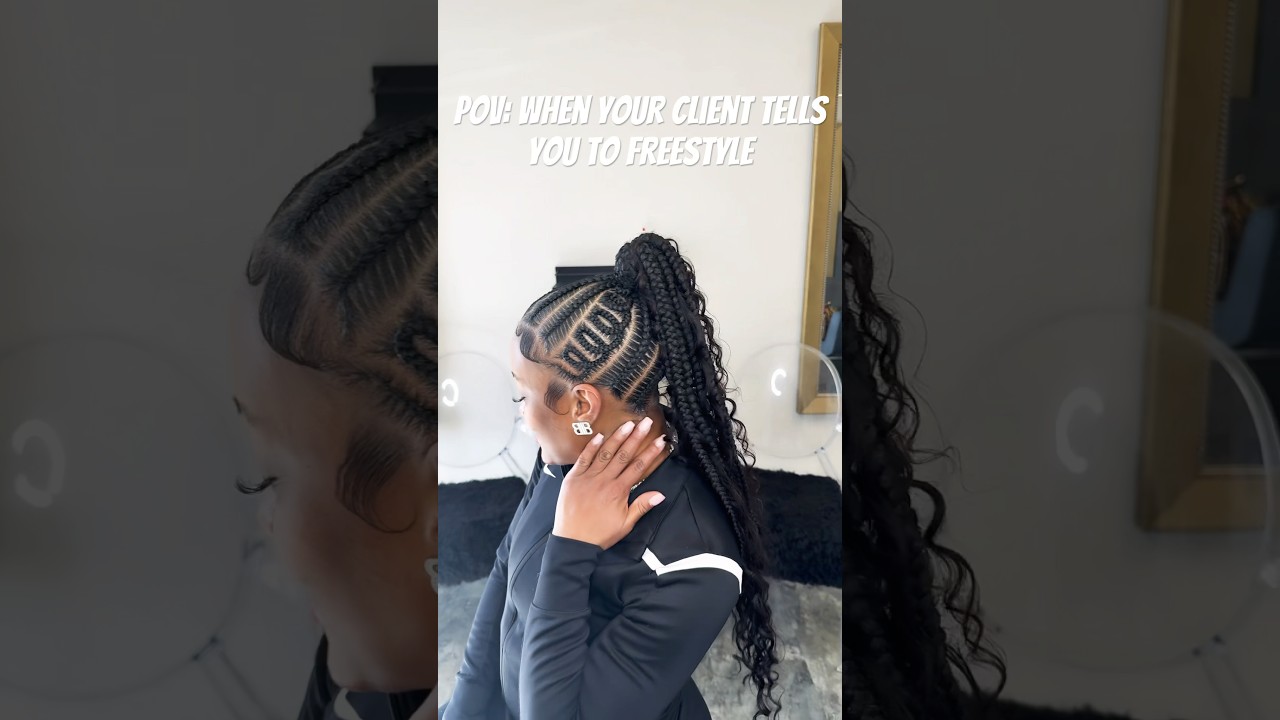 Freestyle design stitch braid ponytail 🔥