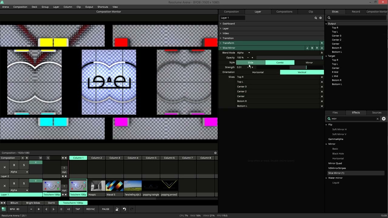 Плагин Resolume: Slice Mirror