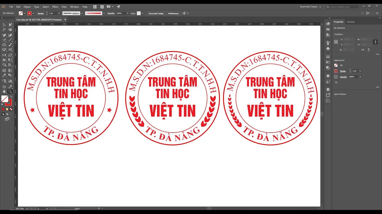 Vẽ con dấu trên phần mềm Illustrator!
