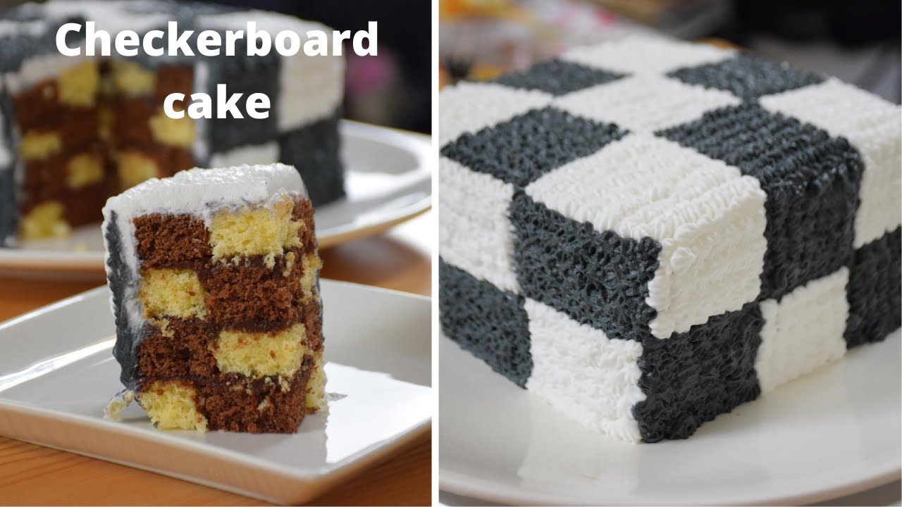 Checkerboard Cake | Square Checkerboard Cake | Chocolate Vanilla Cake | Manjaris Recipe