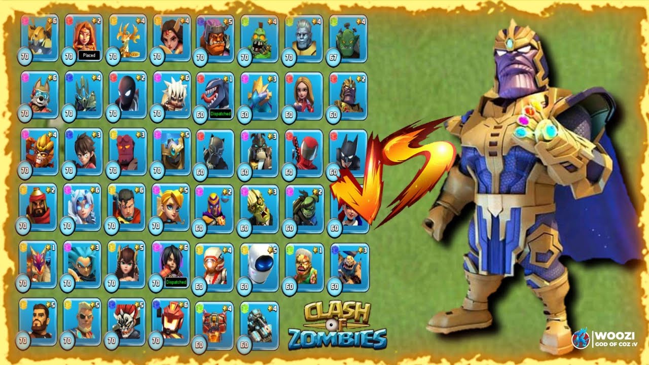 THANOS lvl 100 VS ALL HEROES COMBO TEAM SKILL | #CLASHOFZOMBIES