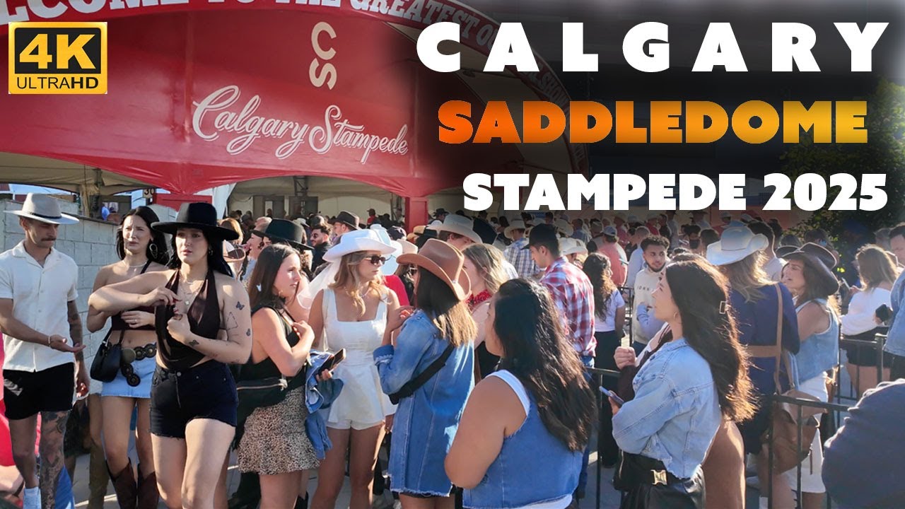 【4K】Calgary Stampede 2025 | Crowds Walking to the Saddledome for Rodeo | 