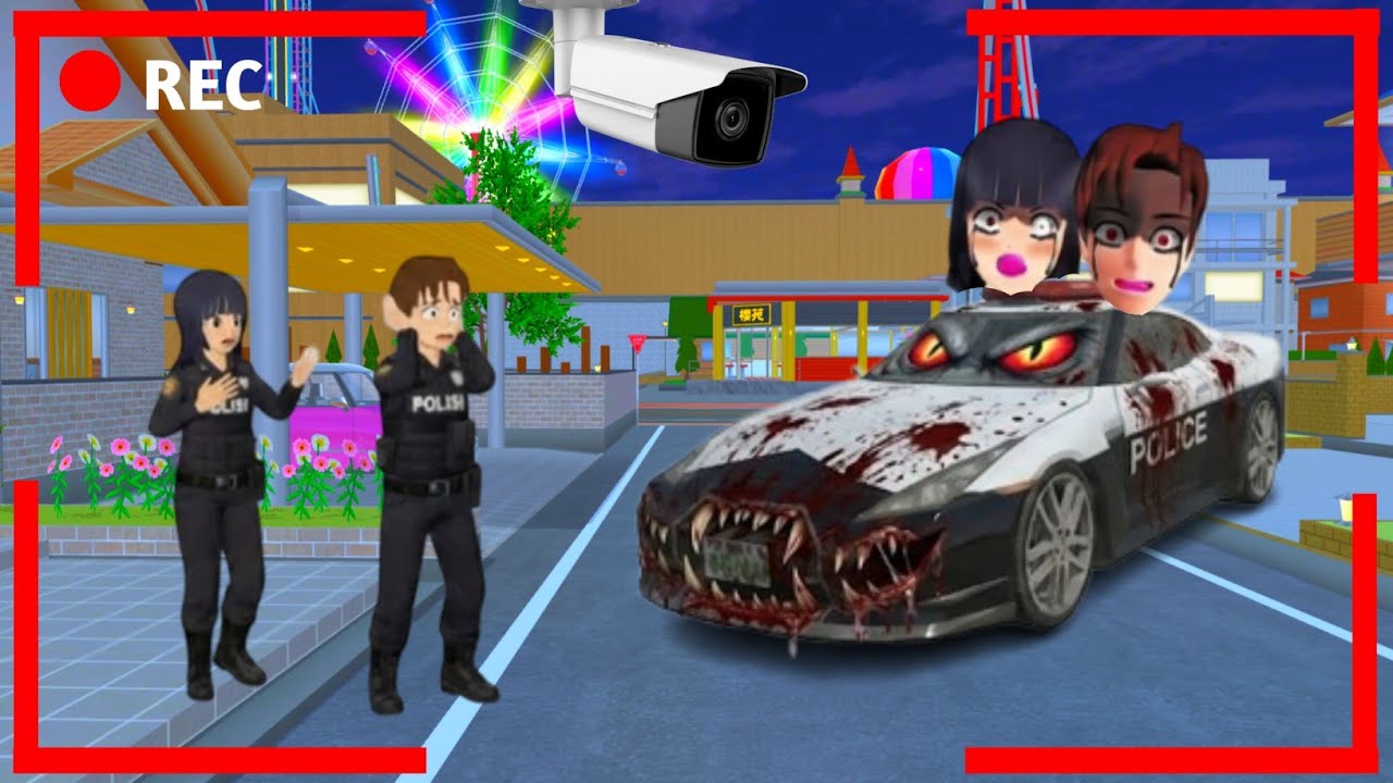 Yuta Mio Panik CCTV Merekam ANOMALI MOBIL POLISI BERKEPALA 2 Menyerang Kota😱Sakura School Simulator 