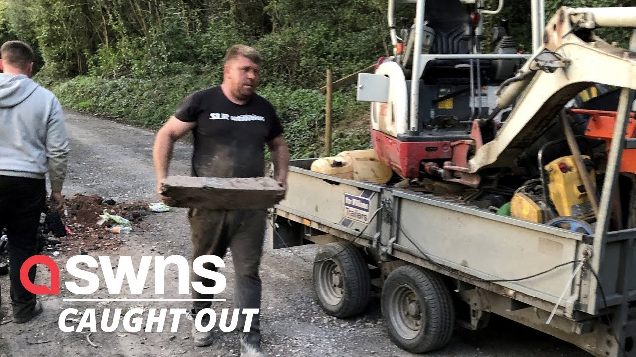 Brave woman confronts three fly-tippers dumping building waste at a beauty spot | SWNS