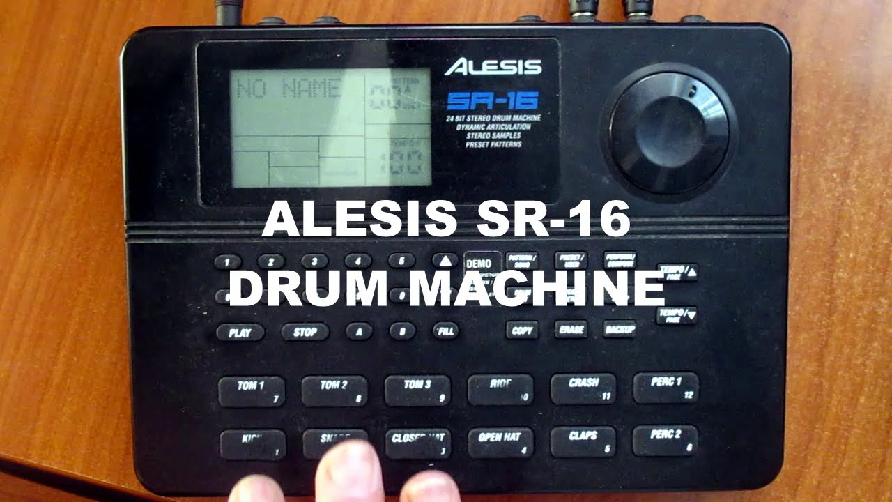 Alesis SR-16 drum machine. Record setup.