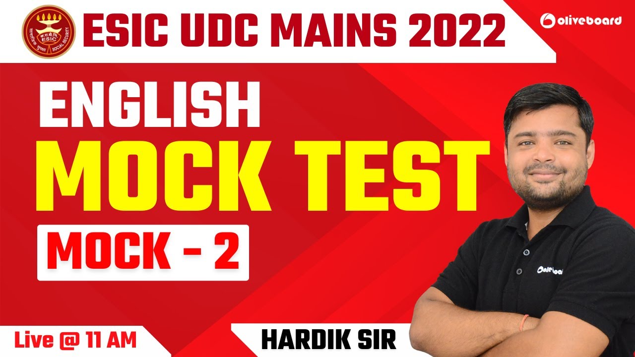 ESIC UDC Mains English 2022 | Mock Test | Mock - 2 | ESIC UDC Mains Mock Test 2022 | Hardik Sir