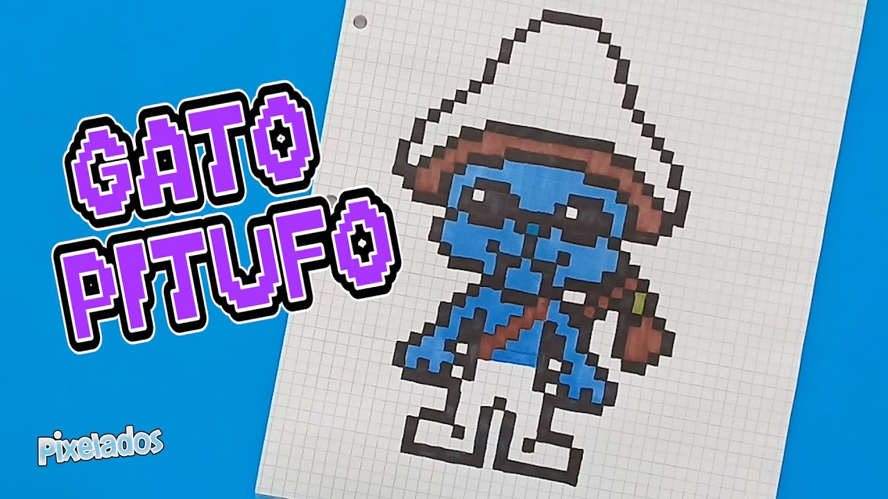 COMO DIBUJAR GATO PITUFO - SMURF CAT PIXEL ART - PIXELADOS