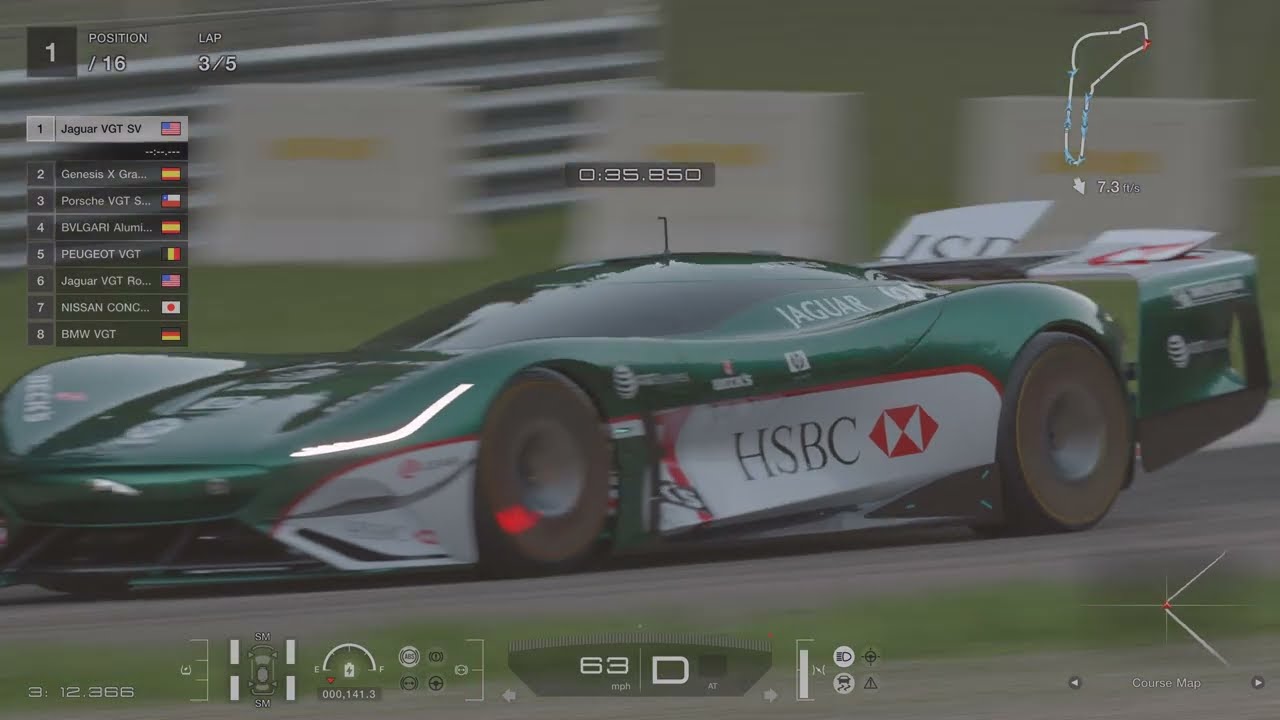 GT7 VGT cup Monza Hard-6:29 of track skip bliss Jaguar VGT SV