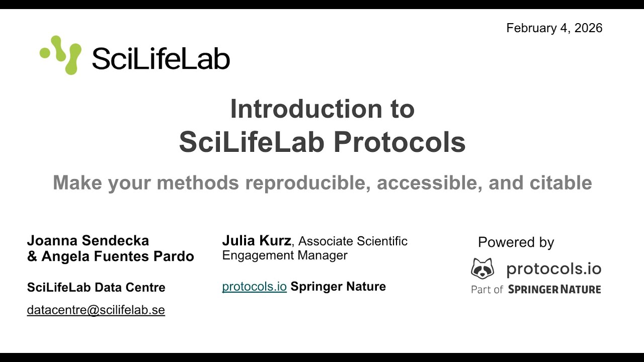 Introduction to SciLifeLab’s Protocols