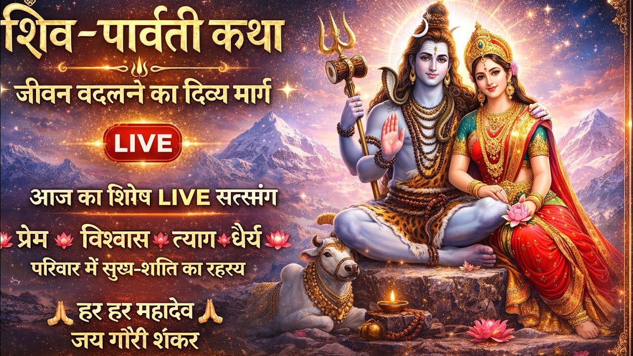 रघुनाथानुगत्य is liveशिव–पार्वती कथा✨ जीवन बदलने का रहस्य ✨आज LIVE – अभी जुड़ें!🙏 हर हर महादेव 🙏