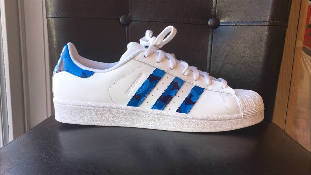 Custom Blue Camo Adidas Superstar's w/ How To!!
