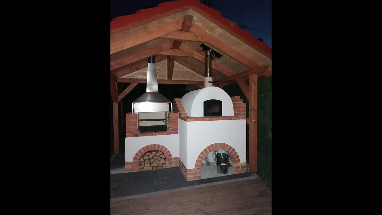 Bau eines Holzbackofen Toscana Premium der Firma Schamotte Shop inklusive Grill Bausatz