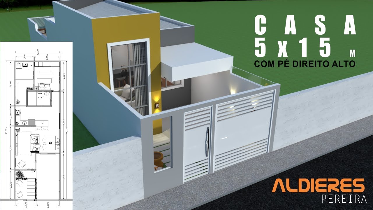 CASA TÉRREA  5 X 15 m COM PÉ DIREITO ALTO