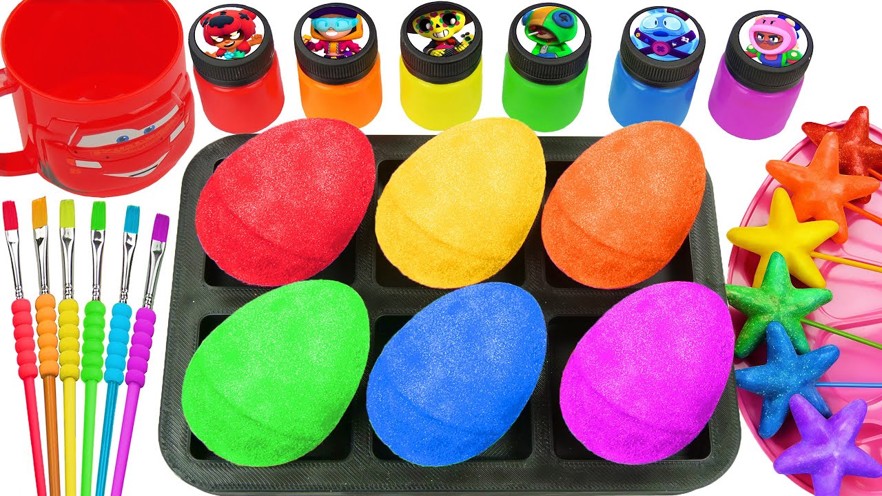 Oddly Satisfying Video l Making DIY Full Glitter 6 Coloe Super Giant Eggs Labubu SPRUNKI Swets ASMR