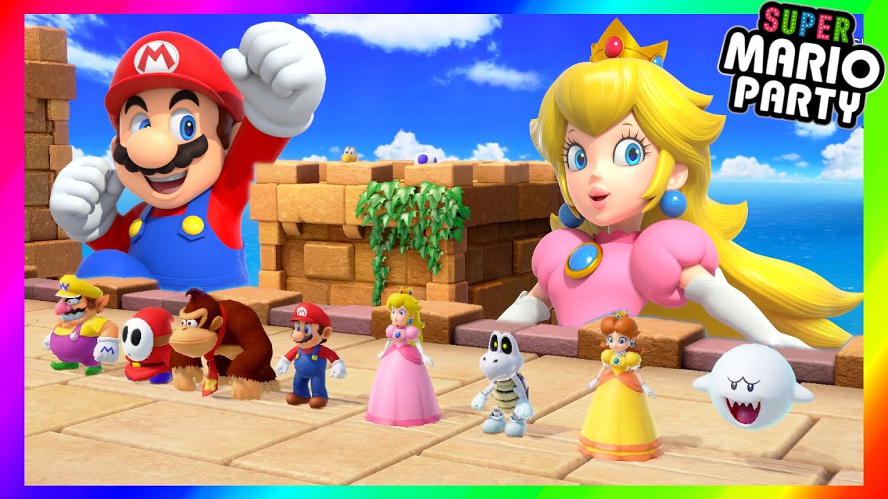 Super Mario Party Minigames #574 Mario vs Peach vs Yoshi vs Rosalina
