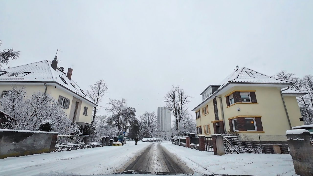 Beautiful Relaxing Snow Drive in Wonderful Science City of Germany 🇩🇪 Darmstadt P1/2 #viral #4k