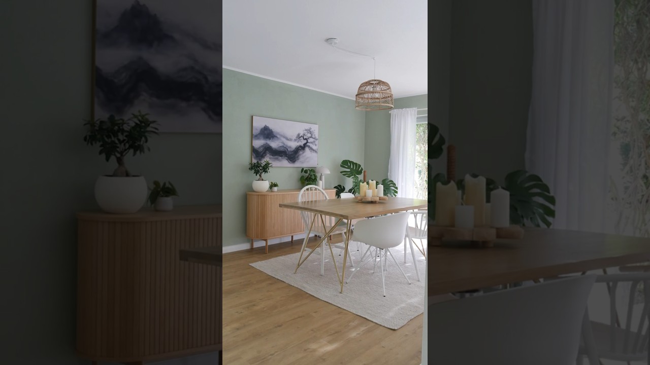 Unser Esszimmer Makeover: Moderne Umgestaltung mit salbeigr&uuml;nen W&auml;nden ✨ 🌿