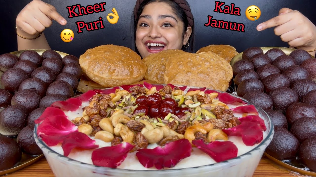 5 KG KHEER (PAYESH) WITH FULKO FULKO LUCHI AND 40 PIECES OF DRYFRUIT KALA JAMUN |ASMR EATING,MUKBANG