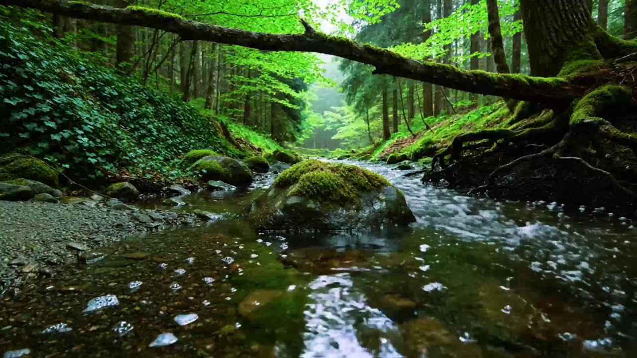 Calming Forest Ambience 🌿 River Flowing Birds Chirping in Hidden Forest Ambience for Rest Medicine