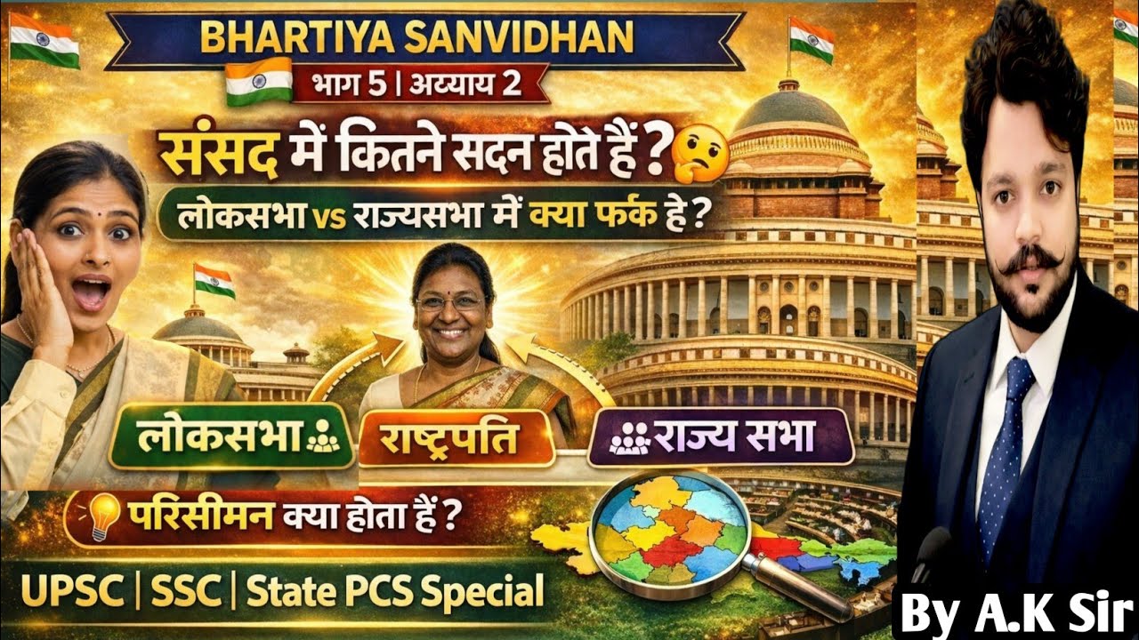 (Lec.27|भाग5अध्याय2|भारतीय संसद पूरी जानकारी|लोकसभा, राज्यसभा,राष्ट्रपति |UPSC/Statepsc Special 2026