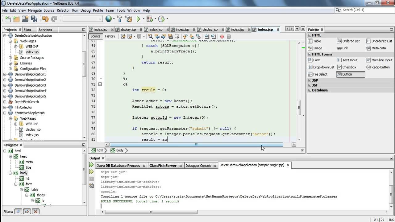 Creating a JSP Web Application That Deletes Data From A Database