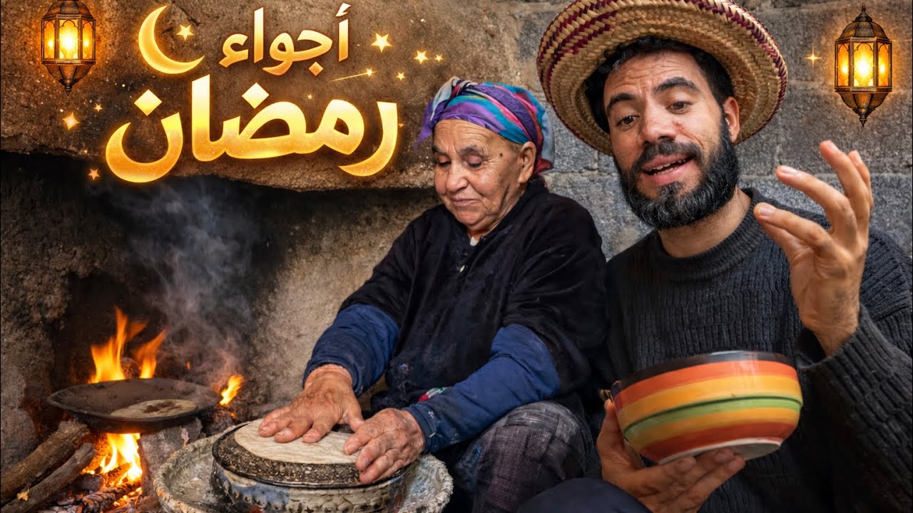 	أجواء رمضان !! مع الجدة 🫓🔥 خبز على الفحم بطعم زمان😋❤️	