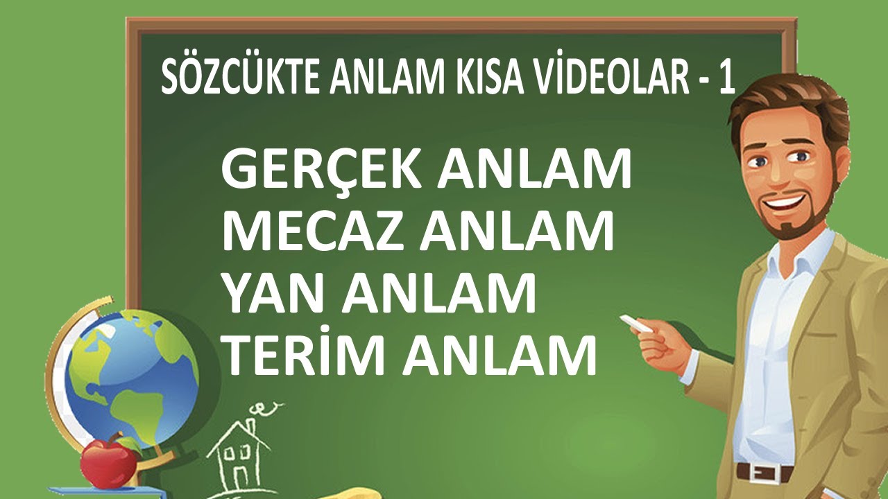 Gerçek Anlam | Temel Anlam | Mecaz Anlam | Yan Anlam | Terim Anlam | Yakıştırmaca | Sözcük Anlamı