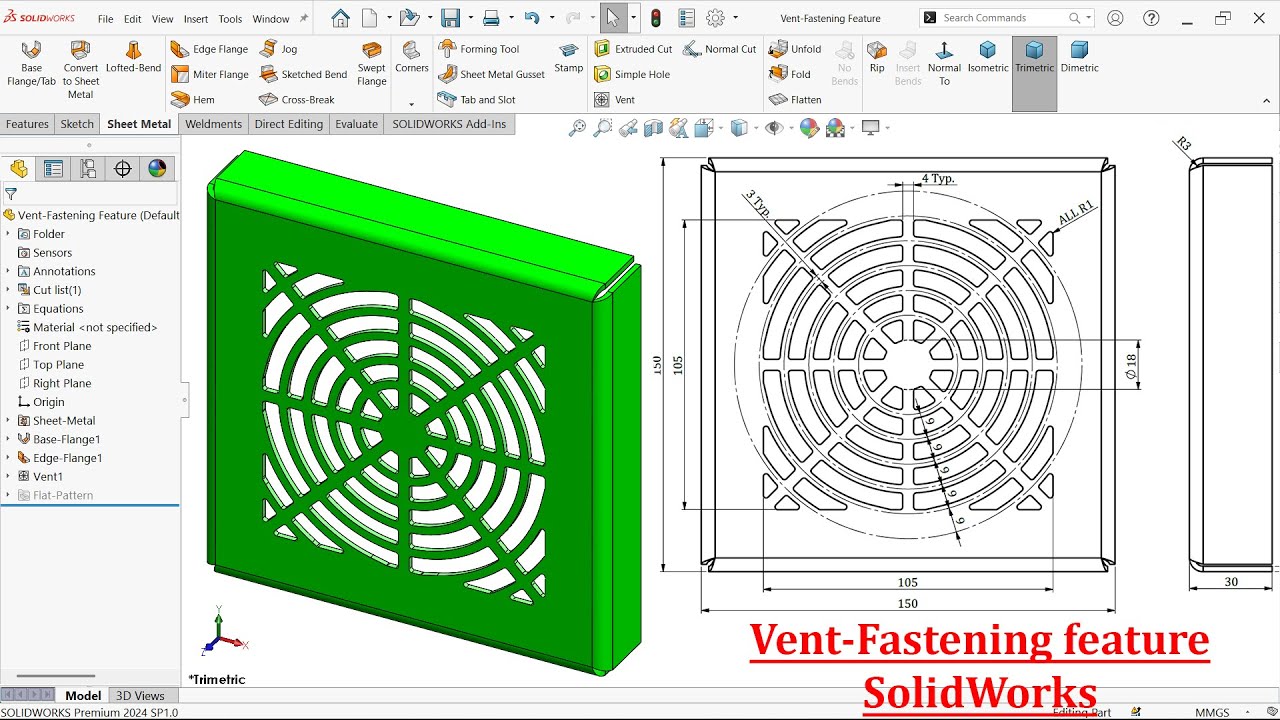 Vent Fastening Feature in SolidWorks