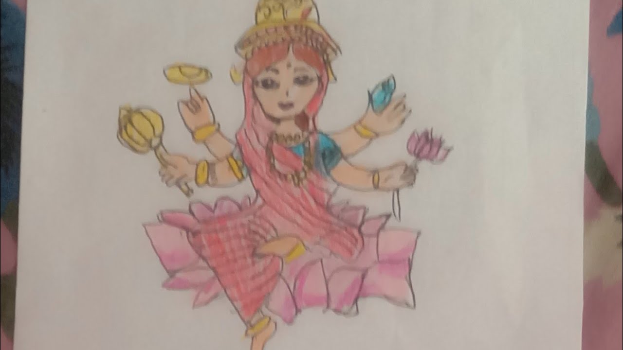 Navrati special video easy drawing of mata rani by chahat creative collection