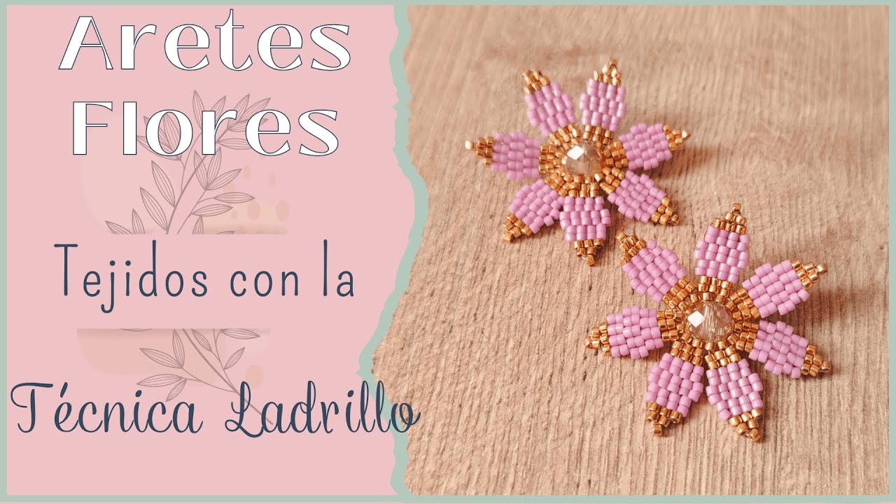 Aretes Flores Cristal Tejido Con Délicas Miyuki Técnica Ladrillo