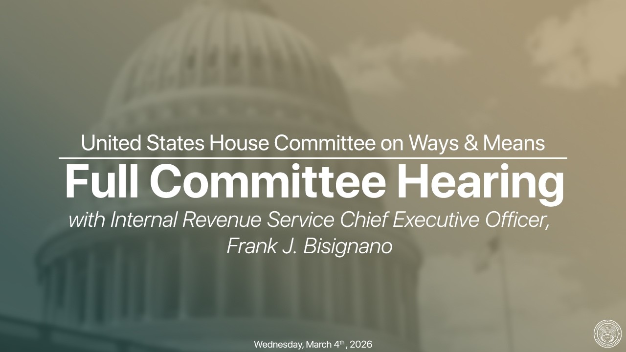 Full Committee Hearing with IRS CEO Frank Bisignano