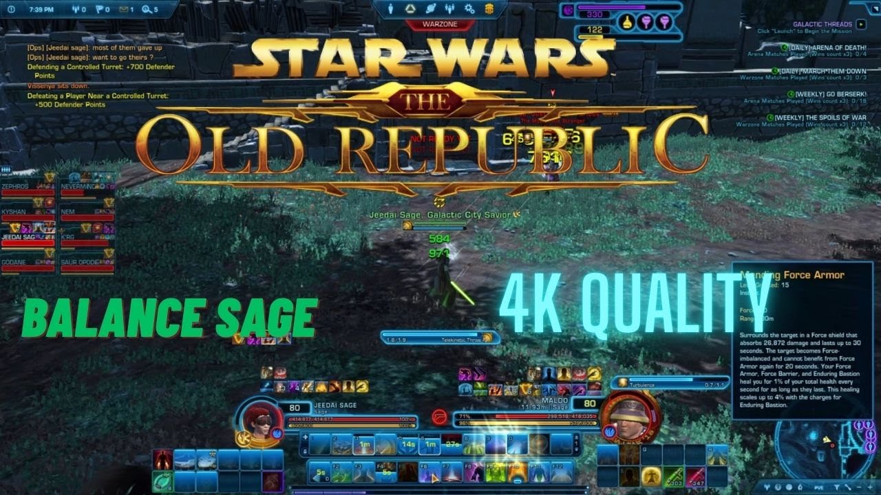 SWTOR PvP Yavin Ruins Win Balance Sage didn't die gutted most of them by minute 4