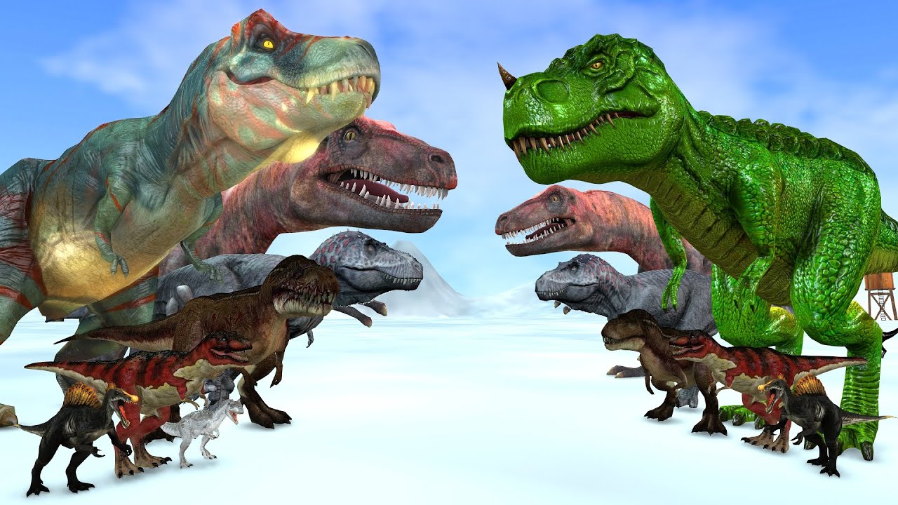Prehistoric Dinosaurs vs Black Dinosaurs T-Rex Spinosaurus Brachiosaurus Size Comparison Epic Battle