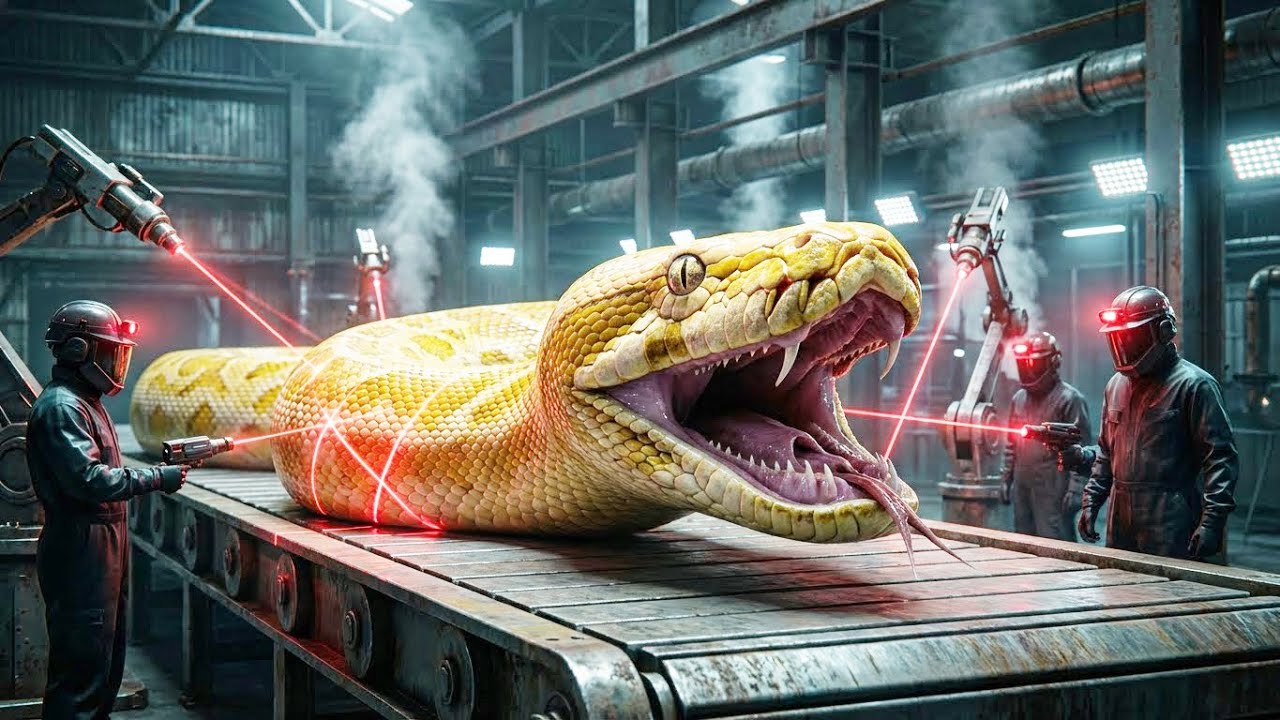 Yellow Anaconda Factory: Processing Giant Snakes into Luxury Skin Panels (Full Process)