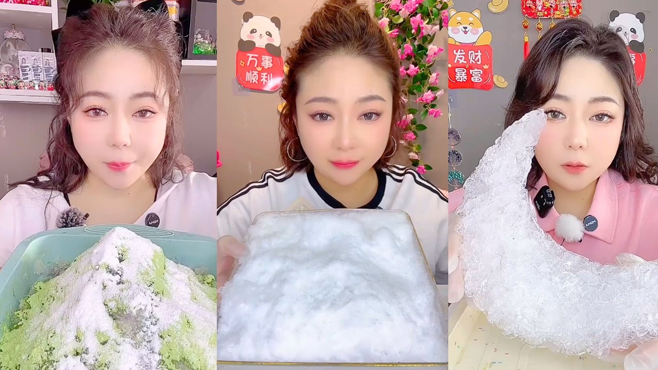 White Ice Slab & Shaved Ice Mukbang with Soft Crunch ASMR