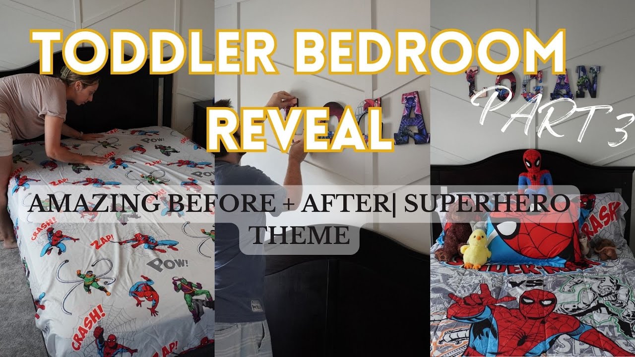 TODDLER BEDROOM MAKEOVER | Room Reveal + Superhero decorations