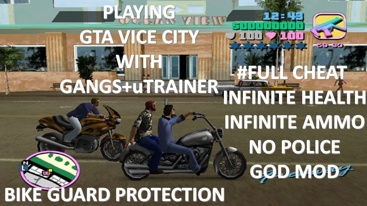 GTA VICE CITY Gang/bodyguard /bikeguard /ultimatetrainer /cleomod /gangmods /Infinite Health+Ammo