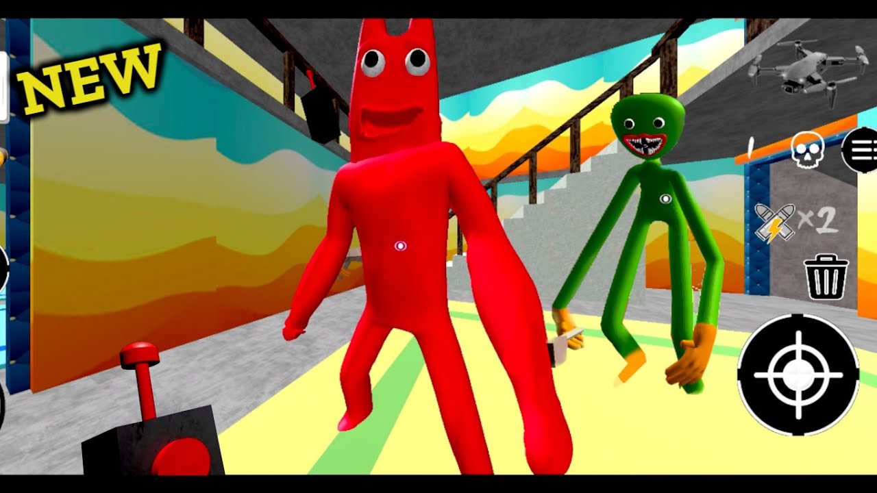 New Garten of Banban Playtime monster red Banban & green  Huggy Wuggy horror house escape, full game