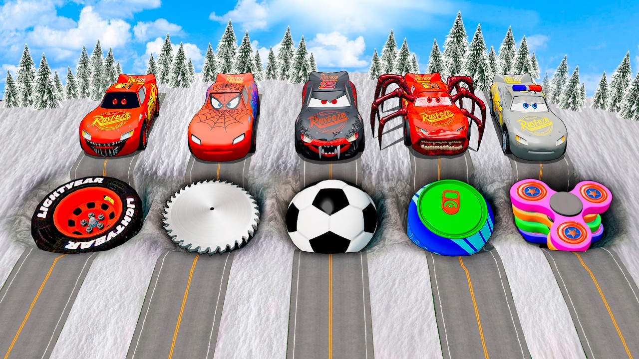 В игре Mega Pixar Cars Pit Большой и Маленький Молния Маккуин превращается в зомби Маккуина! Beam...